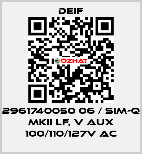 2961740050 06 / SIM-Q MKII LF, V aux 100/110/127V AC Deif