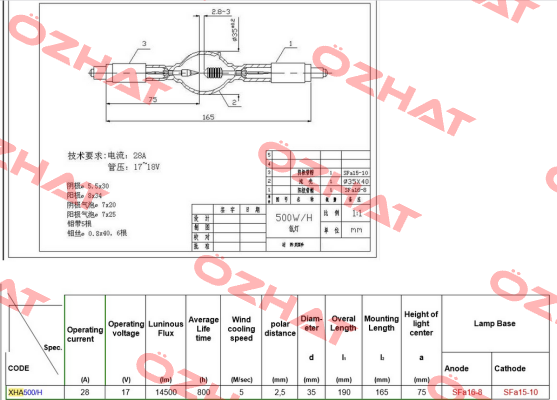 XHA 500W/H Osram