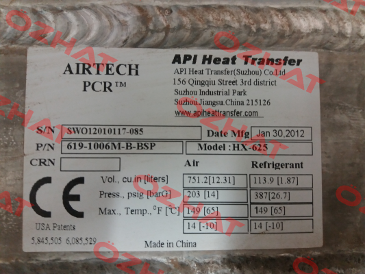 619-1006M-B-BSP OEM API Airtech