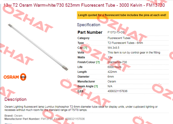 F13T2-73-OS obsolete Osram