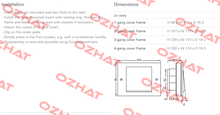 Model:TX44, 2-gang cover frame  Gira