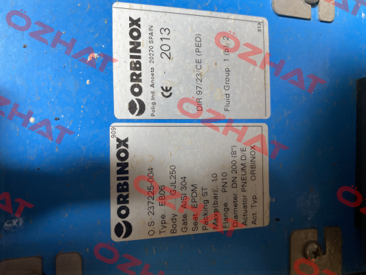 EPDM gasket for  EB06 (PN 10 DN 200) OS 237225-004 Orbinox