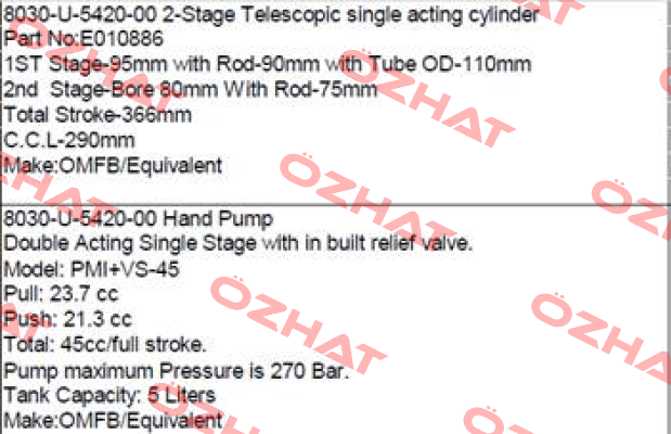 E010886   OMFB Hydraulic