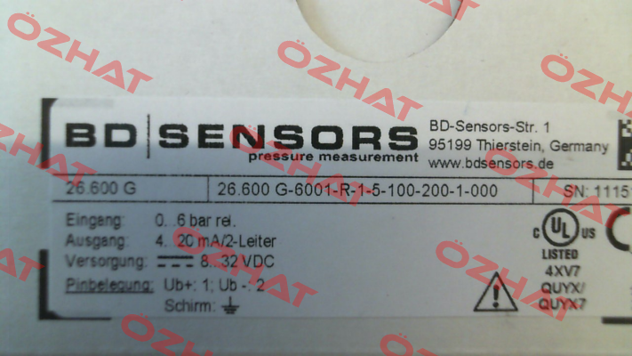 26.600 G-6001-R-1-5-100-200-1-000 Bd Sensors