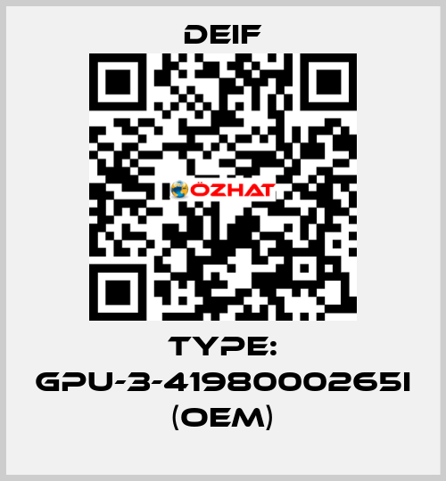 Type: GPU-3-4198000265I (OEM) Deif