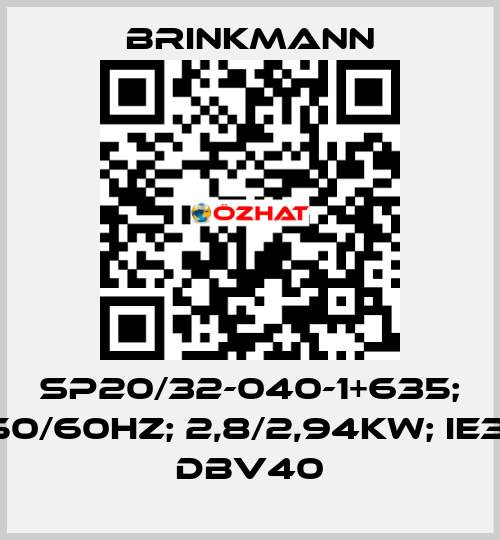 SP20/32-040-1+635; 50/60Hz; 2,8/2,94kW; IE3; DBV40 Brinkmann