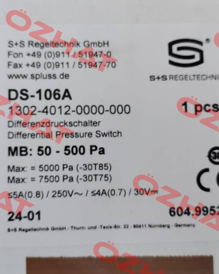 (1302-4012-0000-000) DS-106 A S+S REGELTECHNIK