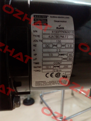 Type: 42A7BEPM-F2    S/N: 4190PPKN0013 - obsolete, alterantive - Typ: 42A5BEPM-FX2  BODINE ELECTRIC