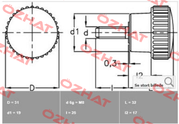 3211 - B.259/30 p-M8x25 (pack 1x25)  Elesa Ganter