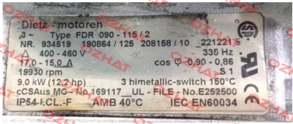 Turbine ventilation for motor FDR 090/115/2   Dietz-Motoren