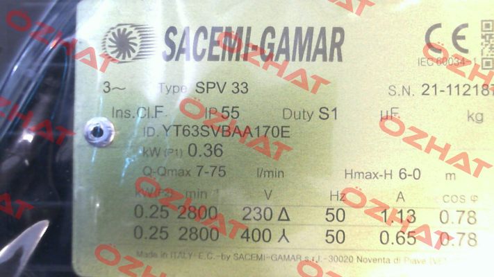 SPV 33-TRI (SPV 33 170T) Sacemi