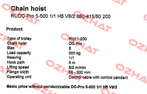 RUDC-Pro 5-500 1/1 H5 V8/2 380-415/50 200  Demag