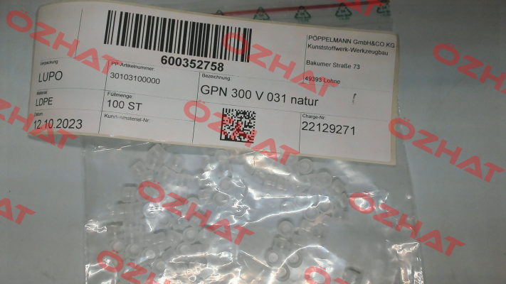 301 0310 0000 / GPN 300 V 031 Poppelmann